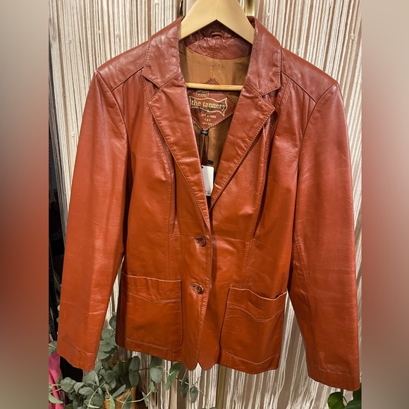 Vintage 1970s The Tannery Leather Jacket size 14T - Picture 12 of 15